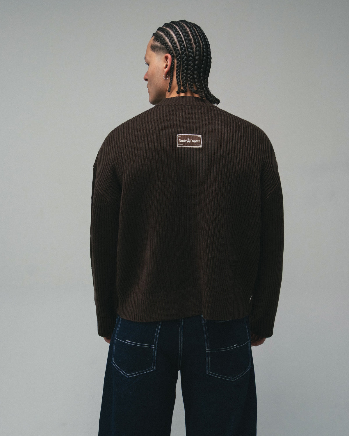 Wavy Knit Sweater Brown