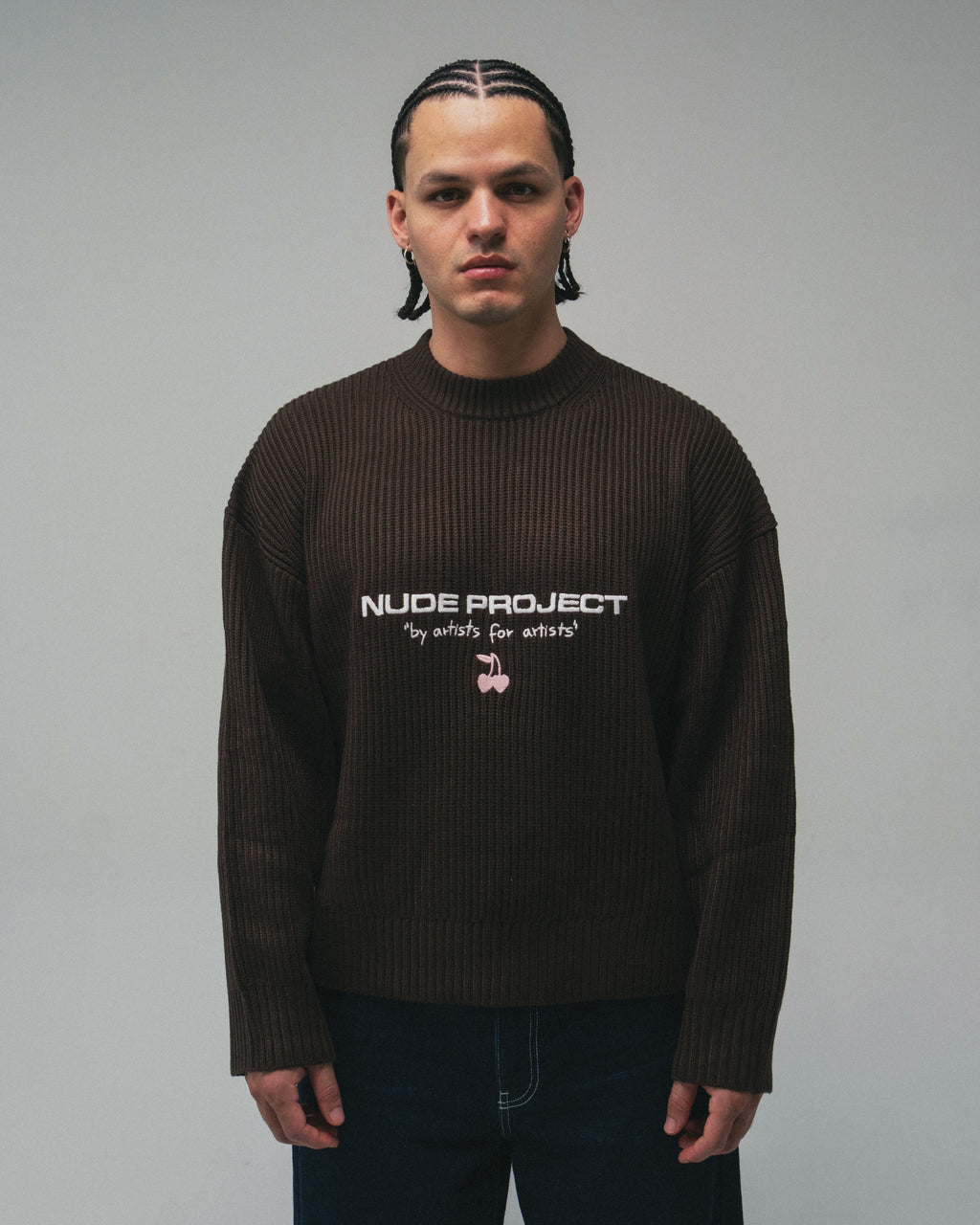 Wavy Knit Sweater Brown