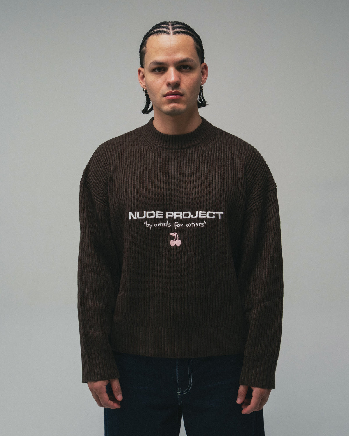 Wavy Knit Sweater Brown