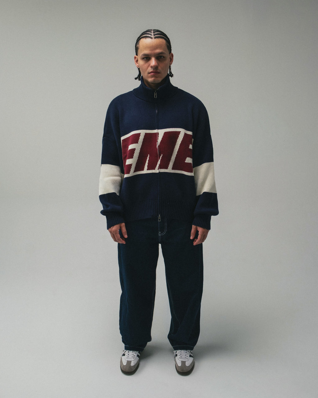 Thrill Navy Zipper Knit