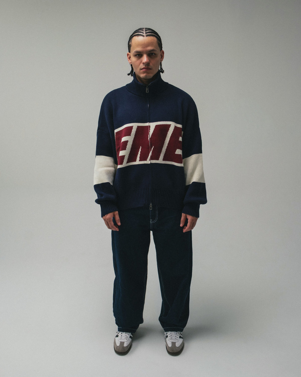 Thrill Navy Zipper Knit